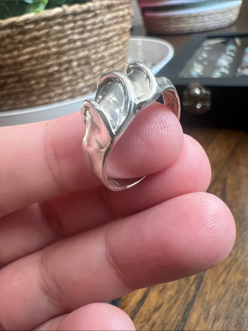 Contemporary Sculpted Sterling Silver Band Ring - 6 3/4